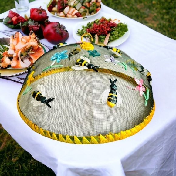 Food Cover Mesh & Wire Embroidered Food Dome Camping Picnics Food Cover - Picture 4 of 12